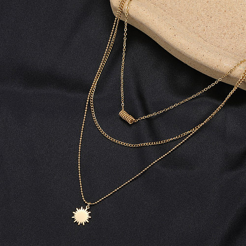 Streetwear Moon Stainless Steel  Layered Necklaces In Bulk