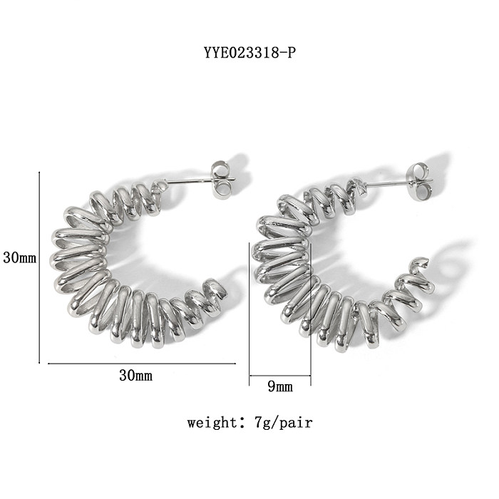 1 Pair French Style U Shape Plating Hollow Out Stainless Steel  18K Gold Plated Earrings