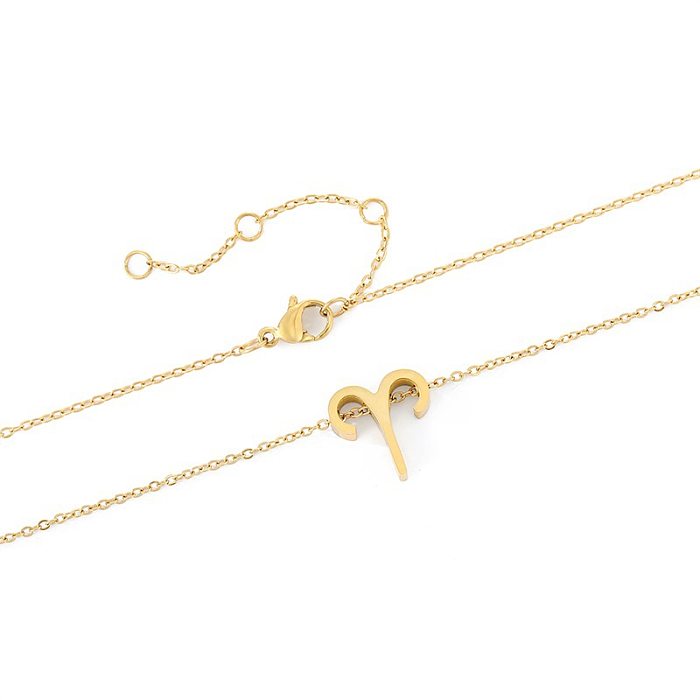 Fashion Zodiac Constellation Pendant Stainless Steel  Gold Plated Necklace