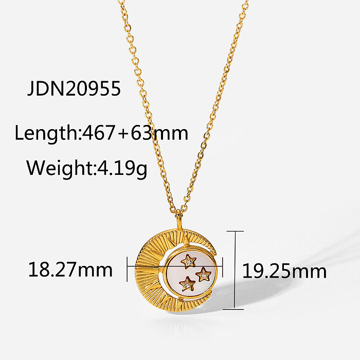 Vintage Style 18K Gold Plated Stainless Steel  Inlaid Color Crystal Zircon Pendant Necklace