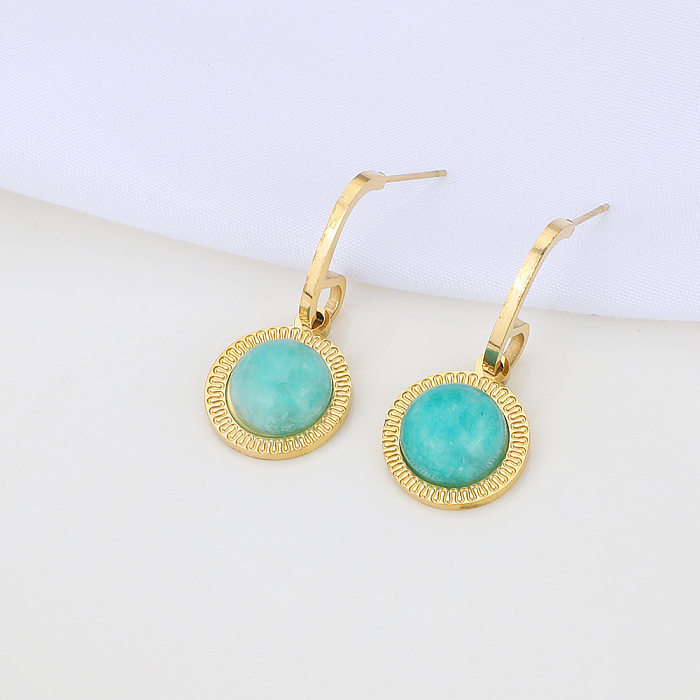 Boucles d'oreilles créatives en acier inoxydable Turquoise, bijoux, vente en gros, nouvelle collection