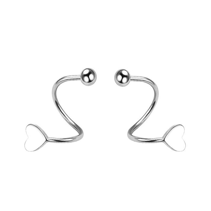 1 paire de clous d'oreilles en acier inoxydable plaqué en forme d'étoile et de cœur, Style Simple