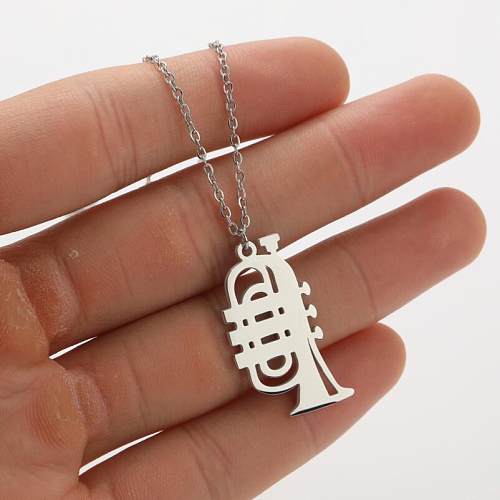 Simple Style Commute Musical Instrument Stainless Steel  Stainless Steel Plating Hollow Out Pendant Necklace