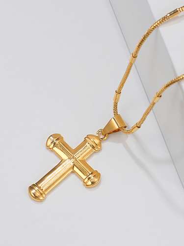 Vintage Style Simple Style Cross Stainless Steel  Plating Inlay Zircon Gold Plated Silver Plated Pendant Necklace