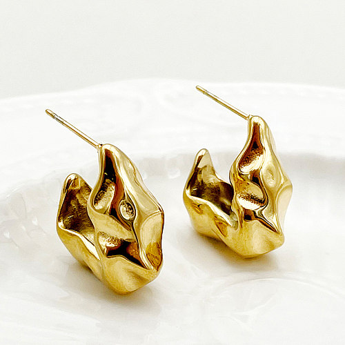 1 par casual streetwear commute v forma chapeamento de aço inoxidável banhado a ouro orelha studs