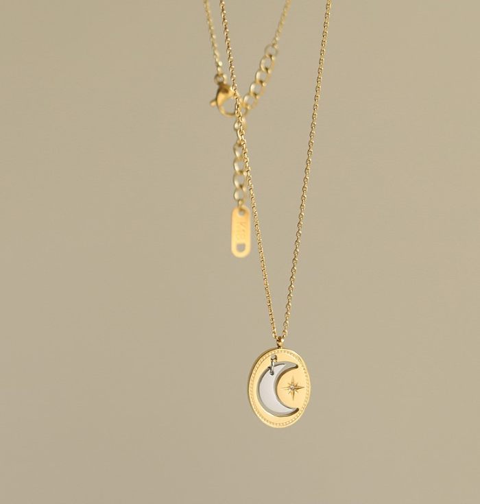 Retro Moon Stainless Steel Plating Pendant Necklace 1 Piece