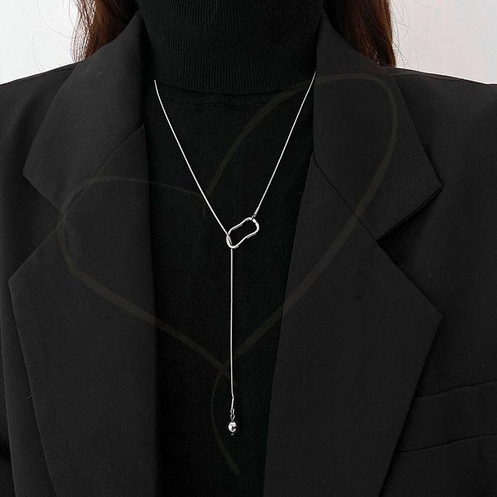 Collier pendentif plaqué acier inoxydable géométrique de style classique pour dame