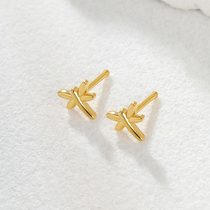 Fashion Letter Crown Dragonfly Stainless Steel  Plating Ear Studs 1 Pair