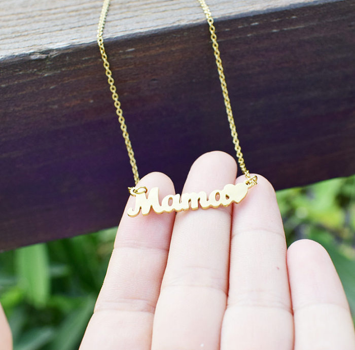 MAMA Letter Stainless Steel Plating 18K Gold Plated Necklace