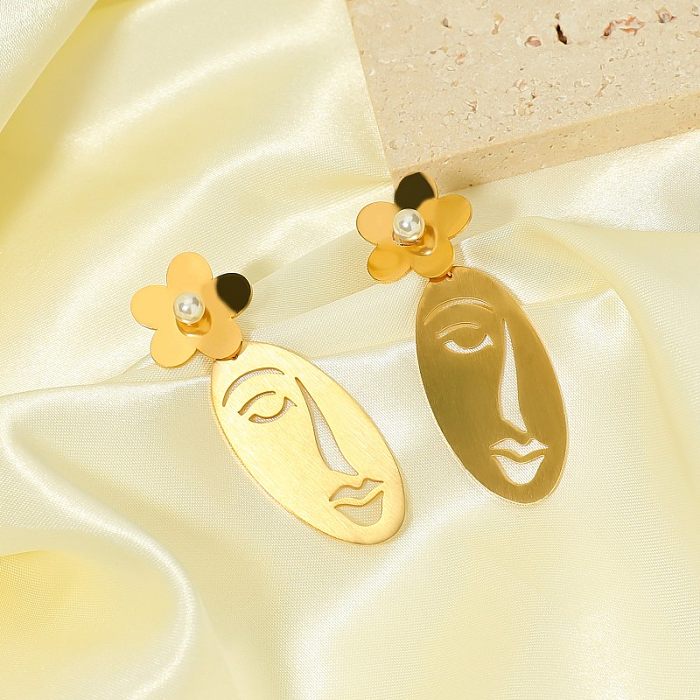 1 Pair Exaggerated Solid Color Plating Stainless Steel  Gold Plated Drop Earrings