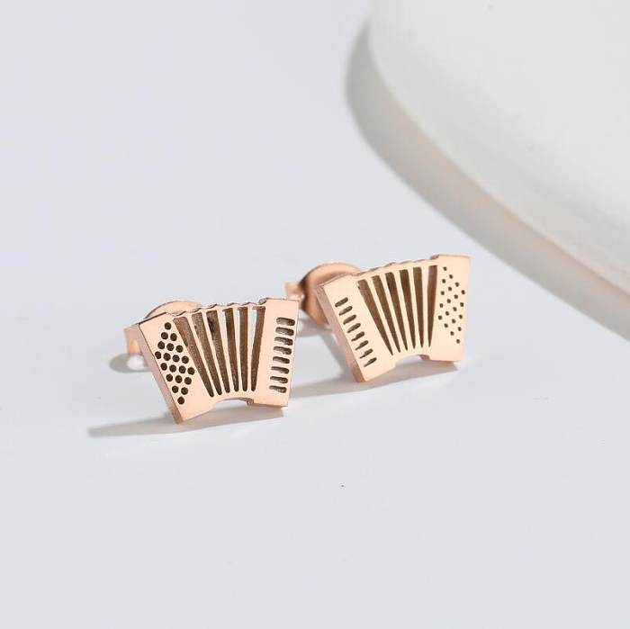 Simple Style Accordion Stainless Steel Ear Studs Plating No Inlaid Stainless Steel  Earrings