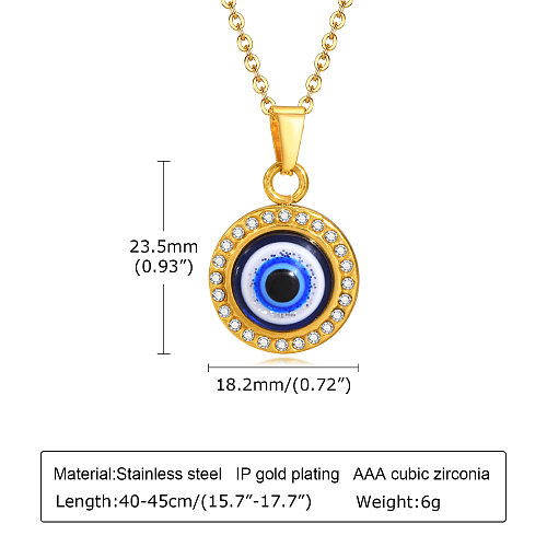 Wholesale Simple Style Devil'S Eye Stainless Steel  Zircon Pendant Necklace