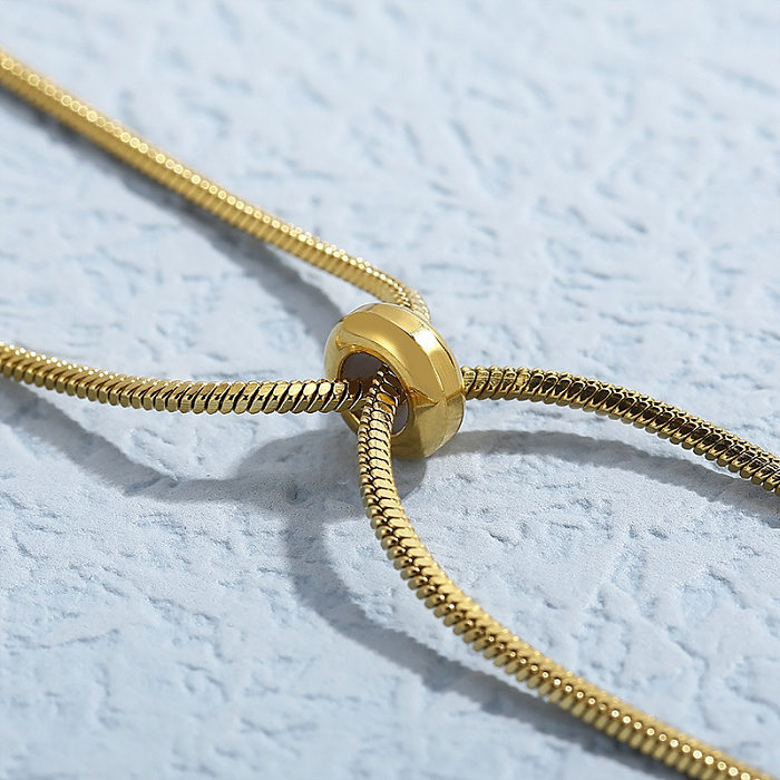 Collar de hueso de serpiente ajustable con colgante de cuentas doradas de acero inoxidable a la moda