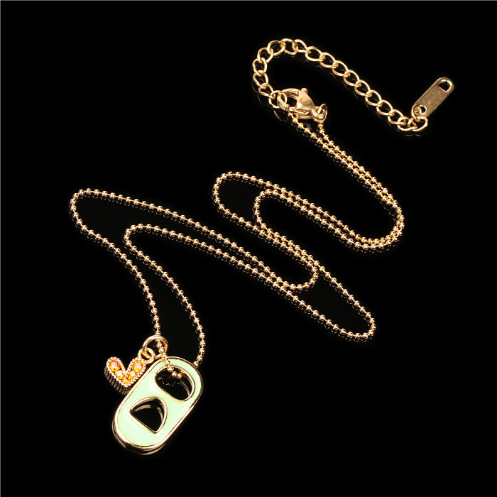 Süße Herz-Edelstahl-Halskette mit Inlay-Zirkon-Kupfer-Halsketten