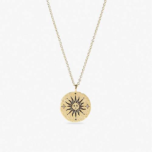 Retro Exaggerated Commute Solid Color Stainless Steel  Plating Inlay Zircon 18K Gold Plated Pendant Necklace