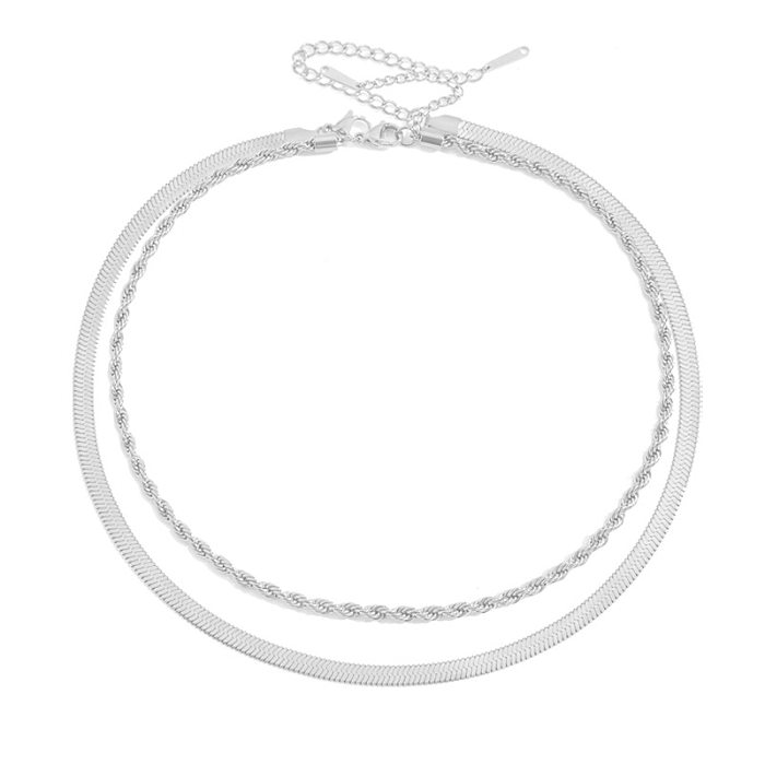 Schlichte Halskette aus Edelstahl in U-Form mit geschichteter Beschichtung aus Edelstahl