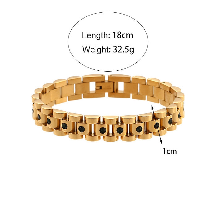 Fashion Solid Color Stainless Steel Bracelets Inlay Zircon Stainless Steel Bracelets