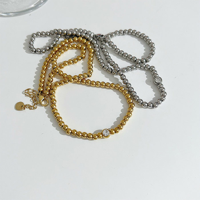 Einfache Damen-Halskette aus einfarbigem Edelstahl mit Überzug aus Edelstahl