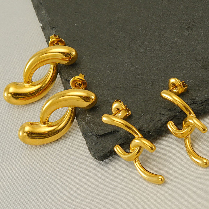 1 Pair Modern Style Simple Style Irregular Solid Color Polishing Plating Stainless Steel  18K Gold Plated Ear Studs