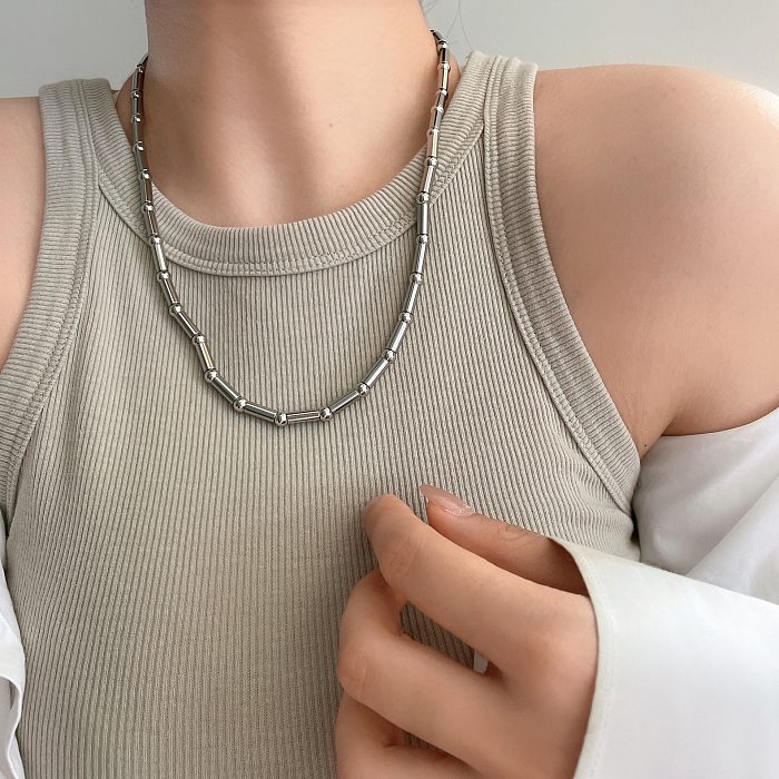 Basic Simple Style Commute Solid Color Stainless Steel Necklace