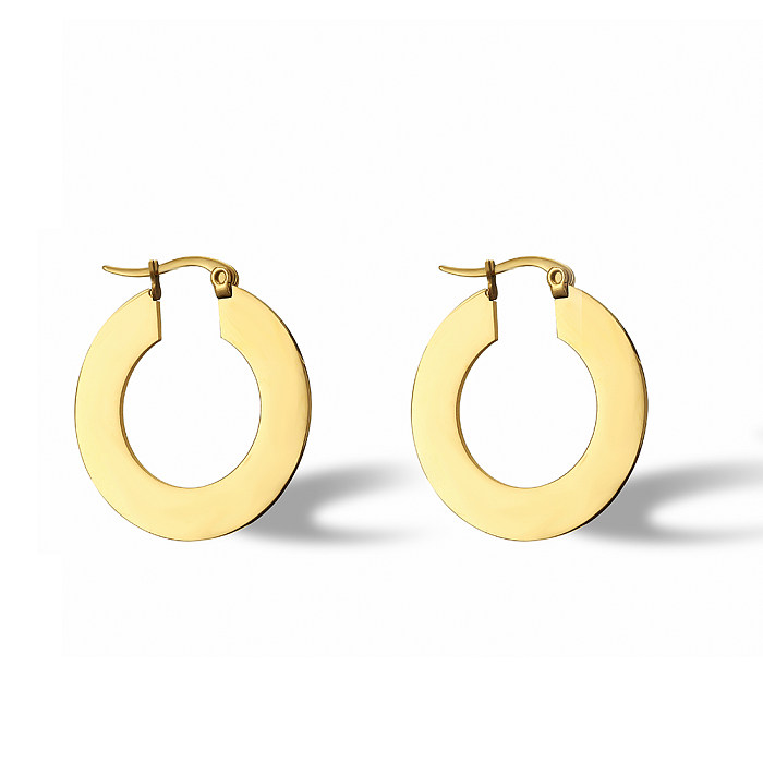 1 Pair Simple Style Commute U Shape Semicircle Round Plating Stainless Steel 18K Gold Plated Earrings