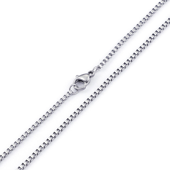 European And American Square Chain Stainless Steel  Necklace Pendant With Matching Chain Wholesale