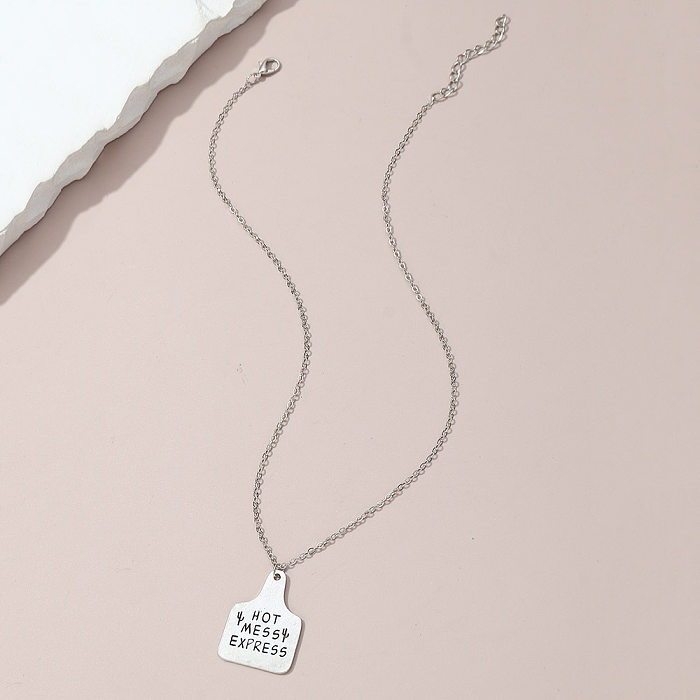Hip-Hop Letter Stainless Steel  Alloy Plating Silver Plated Pendant Necklace