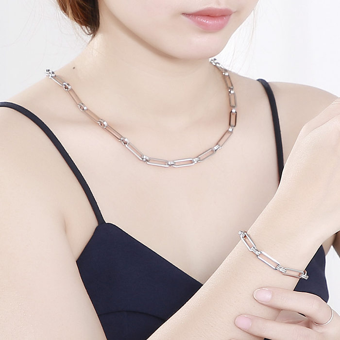 Europäische und amerikanische Persönlichkeit Mode Edelstahl lange Ring Halskette Armband