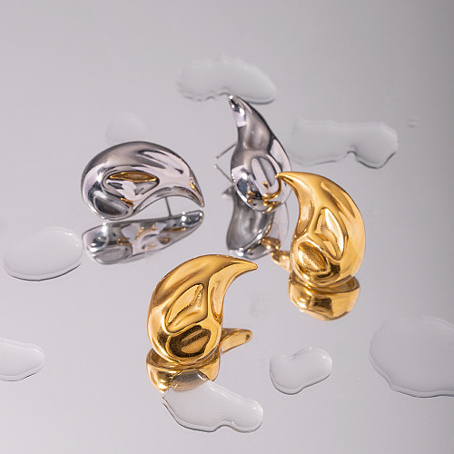 1 par de gotas de água estilo IG revestidas de aço inoxidável 18K brincos banhados a ouro