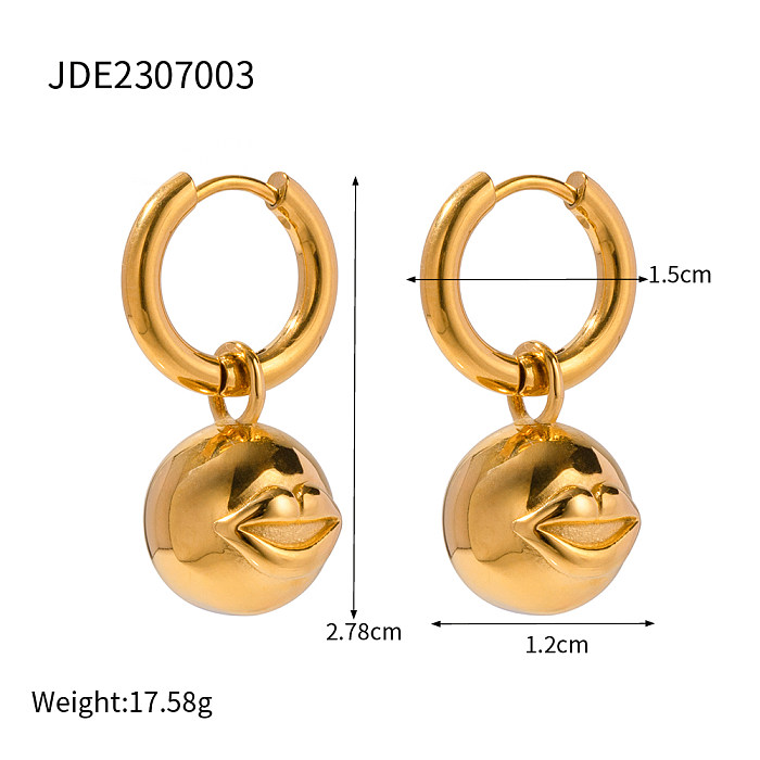 1 Pair IG Style Lips Plating Stainless Steel  18K Gold Plated Drop Earrings