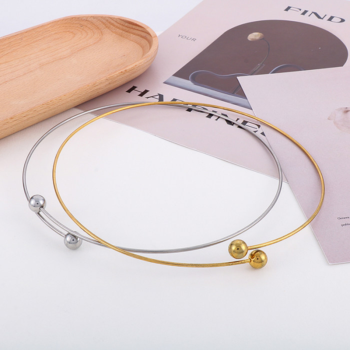 Simple Style Solid Color Stainless Steel Plating 18K Gold Plated Choker