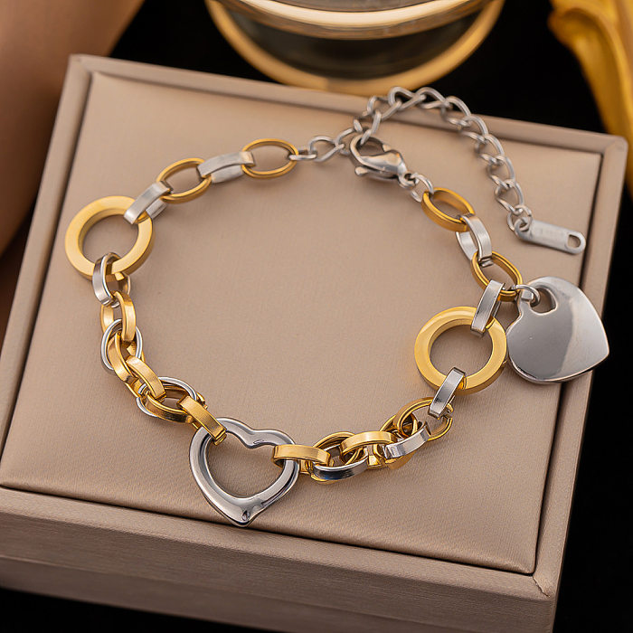 Bracelets de placage en acier titane d'éléphant de forme de coeur de cercle de mode