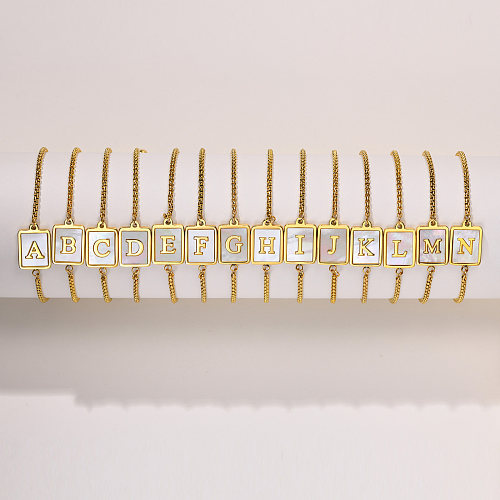 1 Stück elegante Muschelarmbänder aus Edelstahl mit Buchstabeneinlage