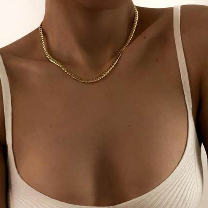 Punk Simple Style Solid Color Stainless Steel Plating Necklace