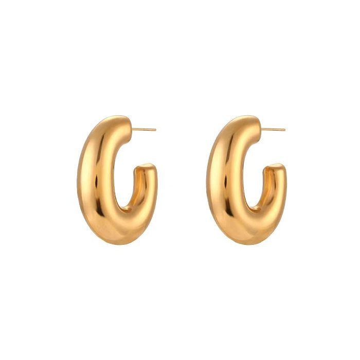 1 Pair Elegant Simple Style Letter Plating Stainless Steel  18K Gold Plated Earrings