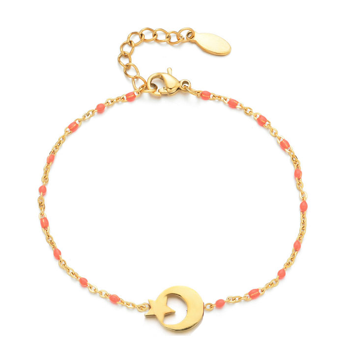 Bracelets plaqués or 18 carats avec breloque perlée en acier inoxydable de style IG Star Moon