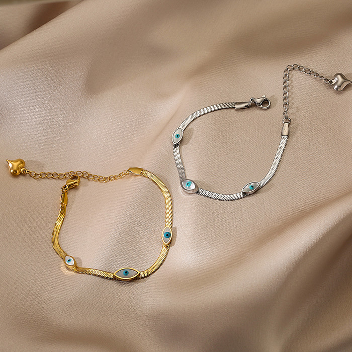Bracelets plaqués or 18 carats en acier titanique d'oeil du diable de trajet de style simple