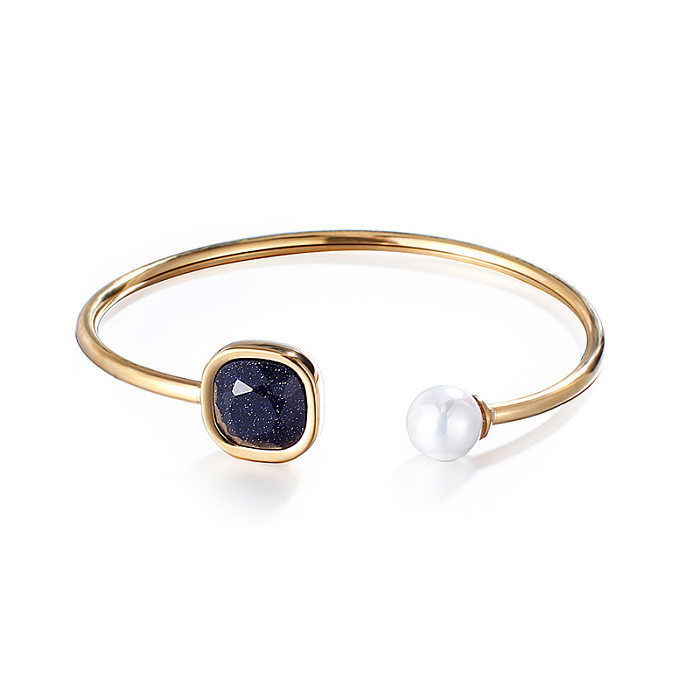 Simple Pearl Starry Sky Blue Stone Opening Bracelet Wholesale jewelry