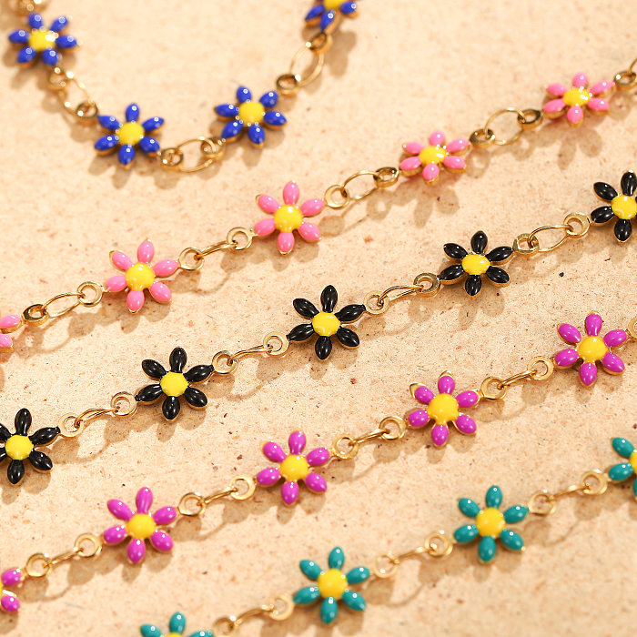 Bracelets de placage en acier inoxydable à fleurs élégantes
