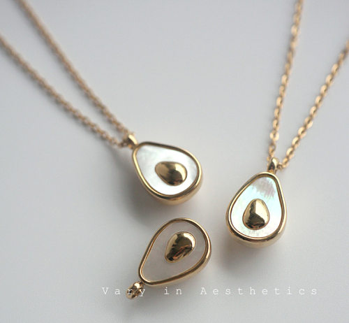 Shell Avocado Fruit Stainless Steel 18K Gold Plated Necklace