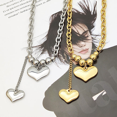 Lady Heart Shape Stainless Steel Plating Pendant Necklace