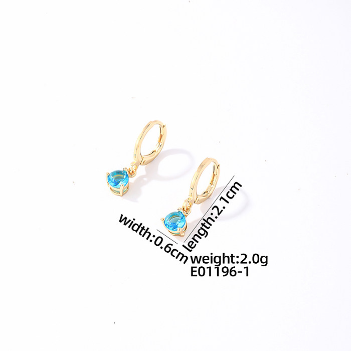 1 Pair Casual Sweet Simple Style Round Water Droplets Plating Inlay Stainless Steel  Zircon Gold Plated Drop Earrings