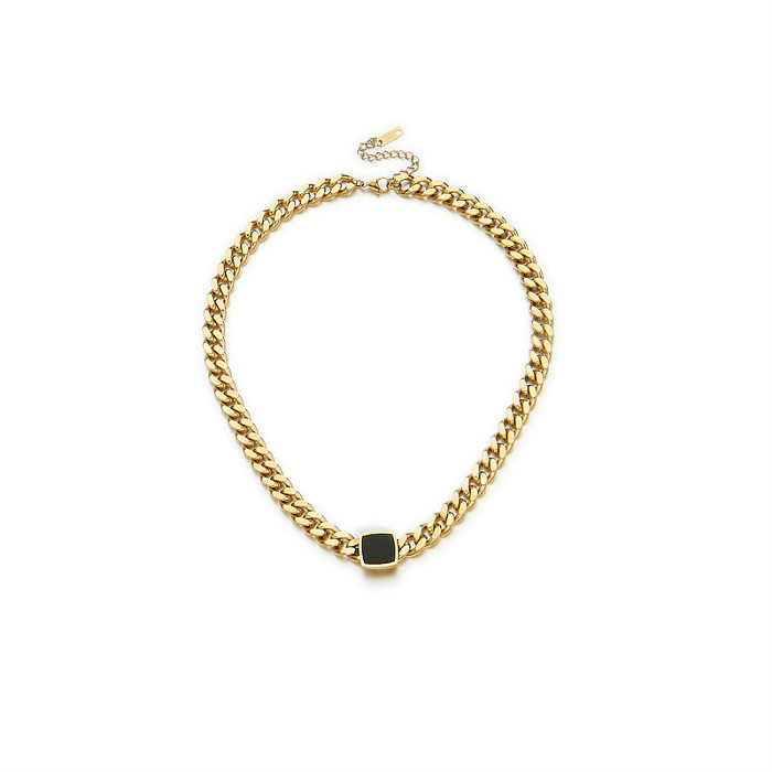 New Style Simple Square Stainless Steel  Oil Dripping Clavicle Chain