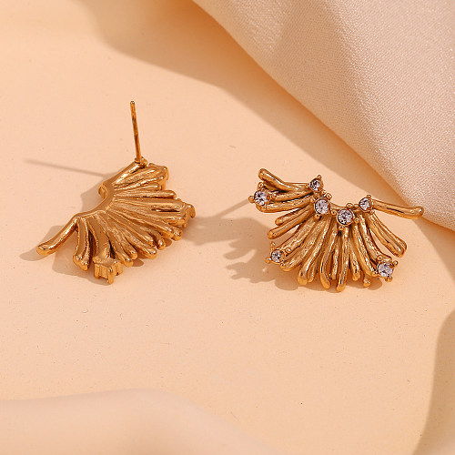 1 Pair Vintage Style Simple Style Classic Style Color Block Plating Inlay Stainless Steel  Rhinestones 18K Gold Plated Ear Studs