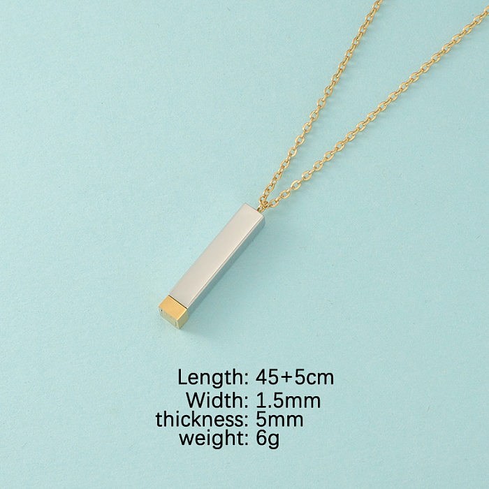 Simple Style Rectangle Stainless Steel  Plating Pendant Necklace