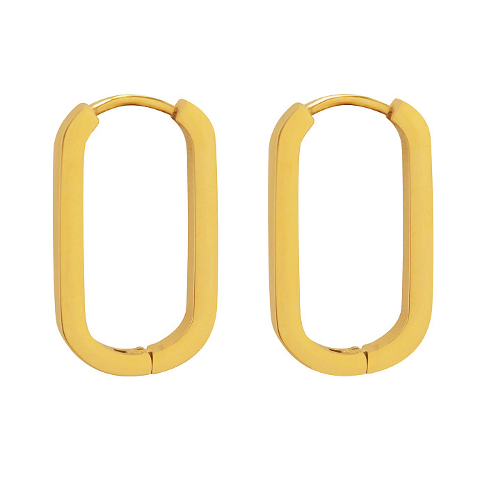 1 Pair Elegant Solid Color Stainless Steel Plating 18K Gold Plated Earrings