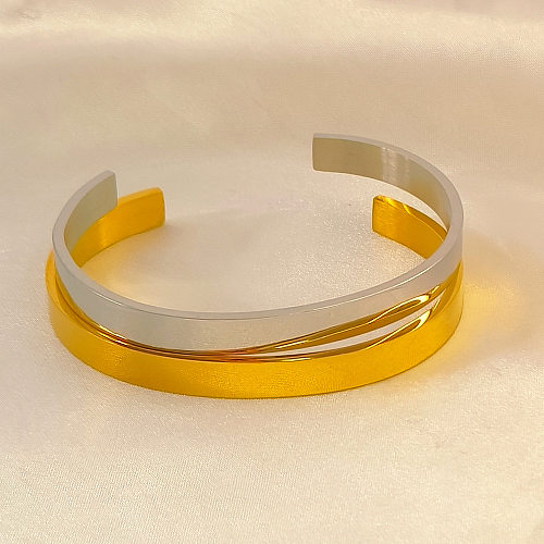 Elegant Solid Color Stainless Steel Plating Cuff Bracelets