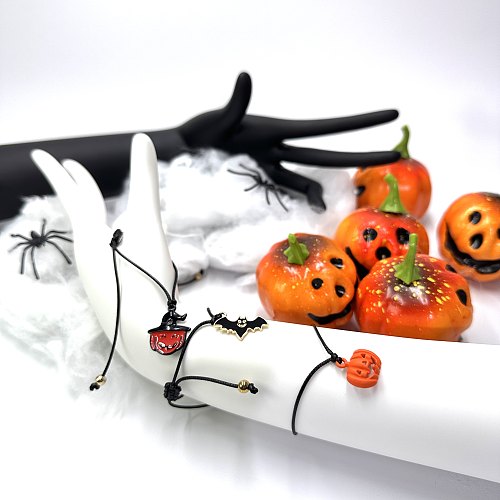 Exaggerated Handmade Funny Pumpkin Bat Skull Stainless Steel Bracelets