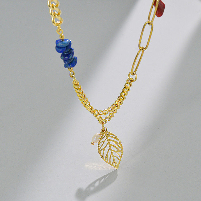 Modische herzförmige Edelstahl-Anhänger-Halskette mit Überzug aus Naturstein-Edelstahl-Halsketten