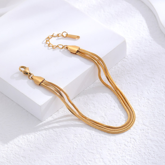 Wholesale Simple Style Round Solid Color Titanium Steel 24K Gold Plated Bracelets